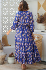 JAASE - Hailee Maxi Dress: V Neckline Dress with Side Pockets in Delfina Print