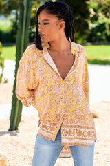 JAASE - Novella Shirt: V Neckline with Collar Shirt in Elodie Print