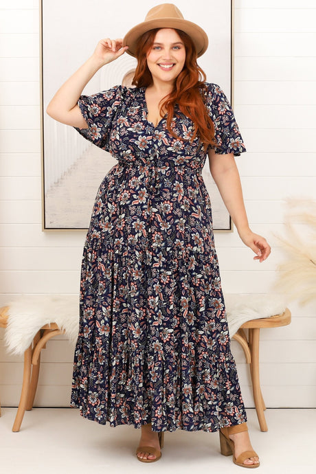 Salty Crush Marla Maxi Dress - Navy Floral