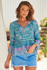 Rose - Starry Turquoise Top