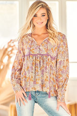 JAASE- Sunny Top: Fit and Flare Style with Functional Buttons in Amity Print