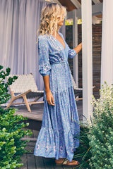 JAASE - Tessa Maxi Dress: A Line Pull Tie Waist Dress in Butterfly Fields Print