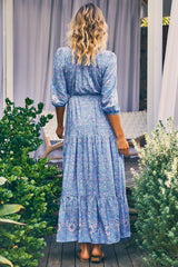 JAASE - Tessa Maxi Dress: A Line Pull Tie Waist Dress in Butterfly Fields Print