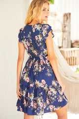 JAASE - Tracey Mini Dress: Cap Sleeve Dress with Waist Tie in Piana Print