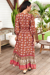 JAASE - Zuri Maxi Dress: V Neckline with Buttoned Bodice Dress in Suraya Print