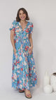 June Maxi Dress - Pull Tie Waist Button Down Dress in Imagination Print