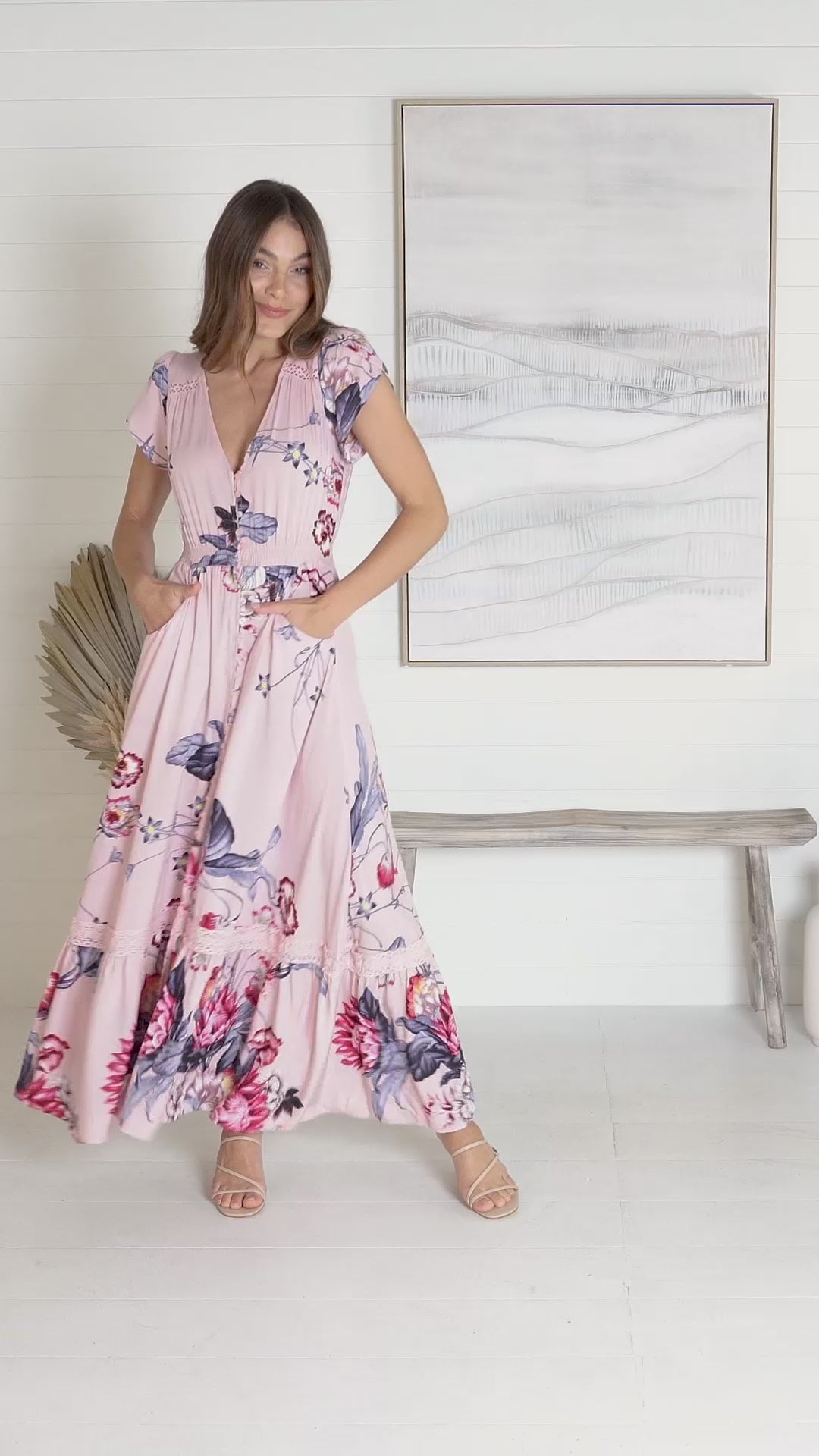 Jaase Carmen Dahlia Maxi Dress Floral Pink